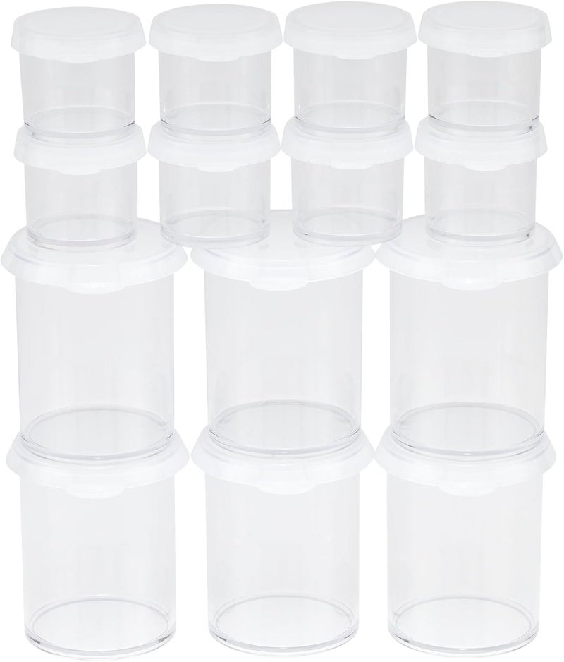 Creative Mark Assorted Pack of 14 Storage Cups - 8 Small 10 ml & 6 Large 45 ml Durable Clear Plastic Paint Containers with Lids for Artists, Students, Professionals - Image 1